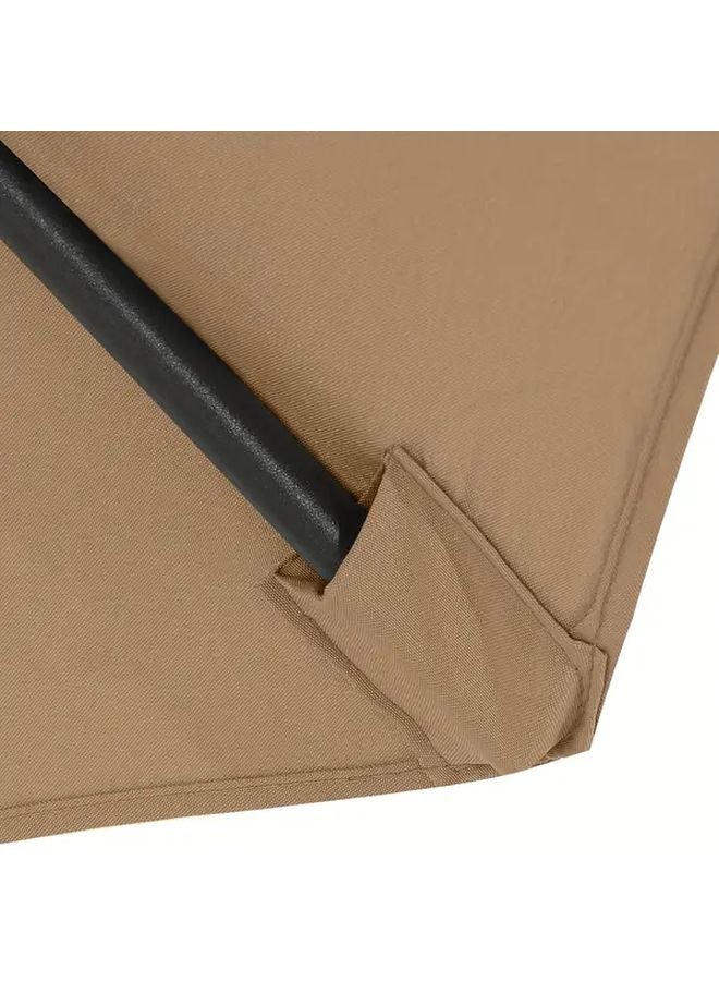 3M 6 Ribs Beige Replacement Canopy For Patio Market Umbrella Sun Protection Cover - Image 2